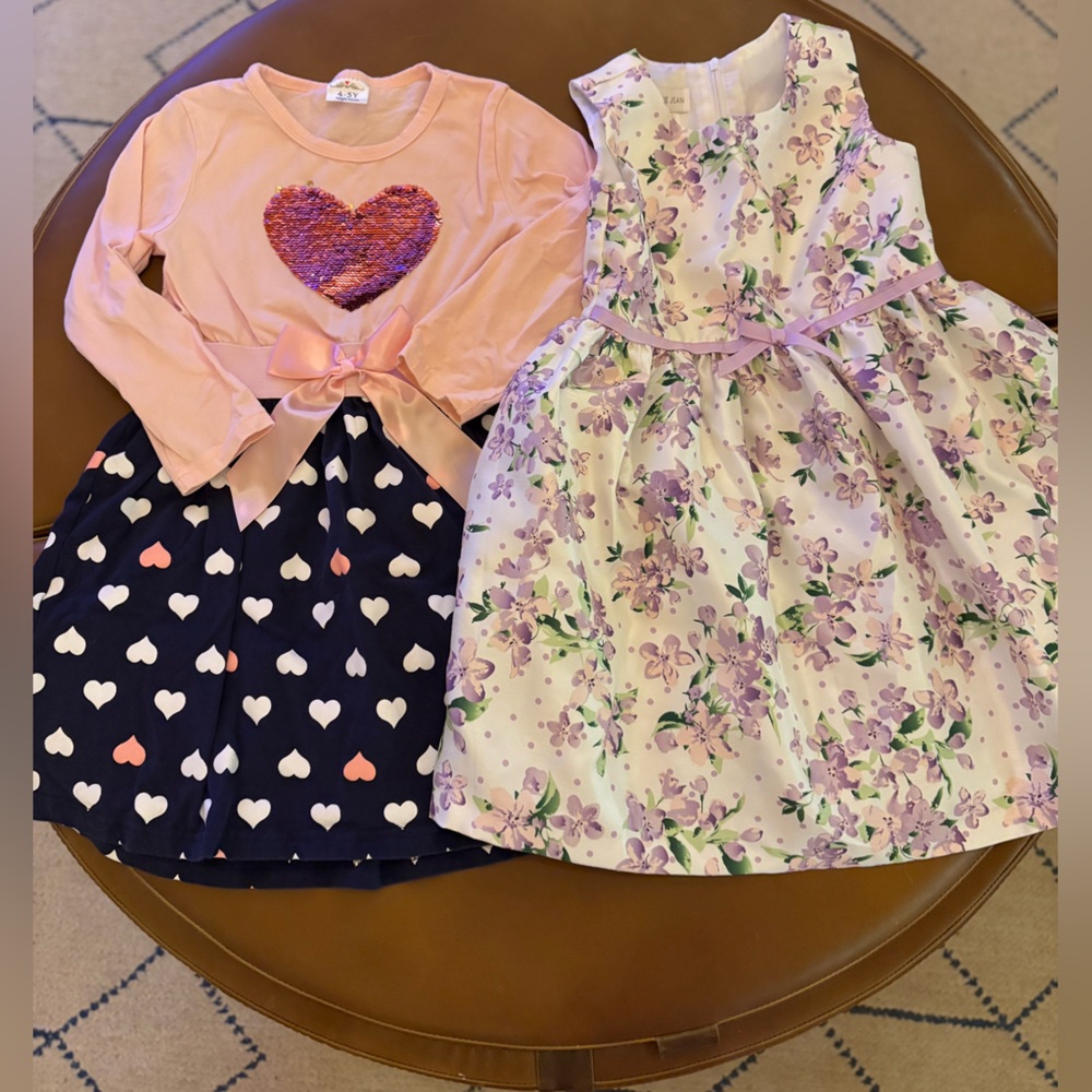 Bonnie Jean Purple Floral and Heart Dress Set